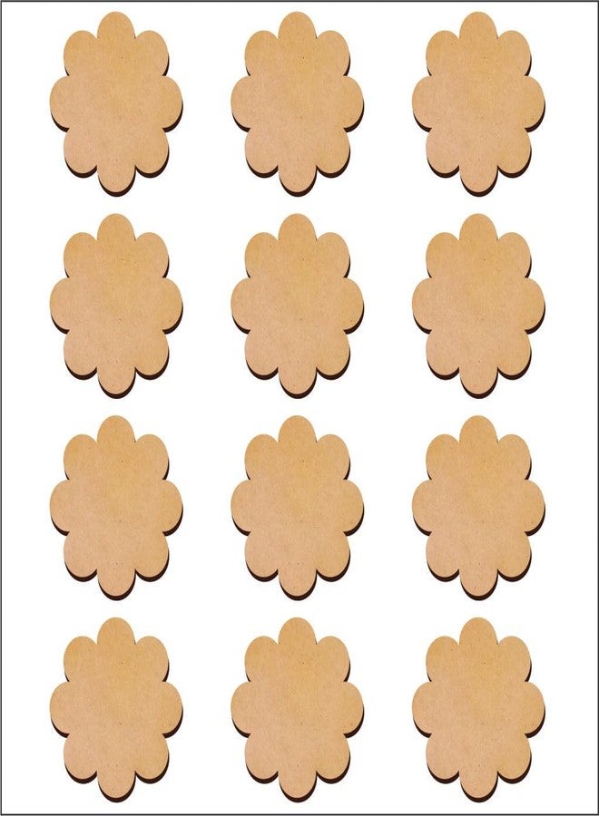 PICRAZEE مجموعة قواعد أكواب خشبية من خشب MDF من PICRAZEE على شكل زهرة، مكونة من 12 قطعة، مناسبة للأعمال اليدوية، وفن الماندالا، وفن الراتنج، والرسم، ومجموعة أدوات تزيين الحرف اليدوية، مقاس 4 بوصة (FL_12). - Image 2